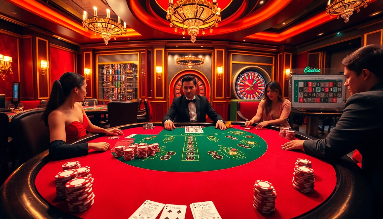 Experience thrill and strategy with blackjack action at https://luck8r1.com featuring elegant players and vibrant casino elements.