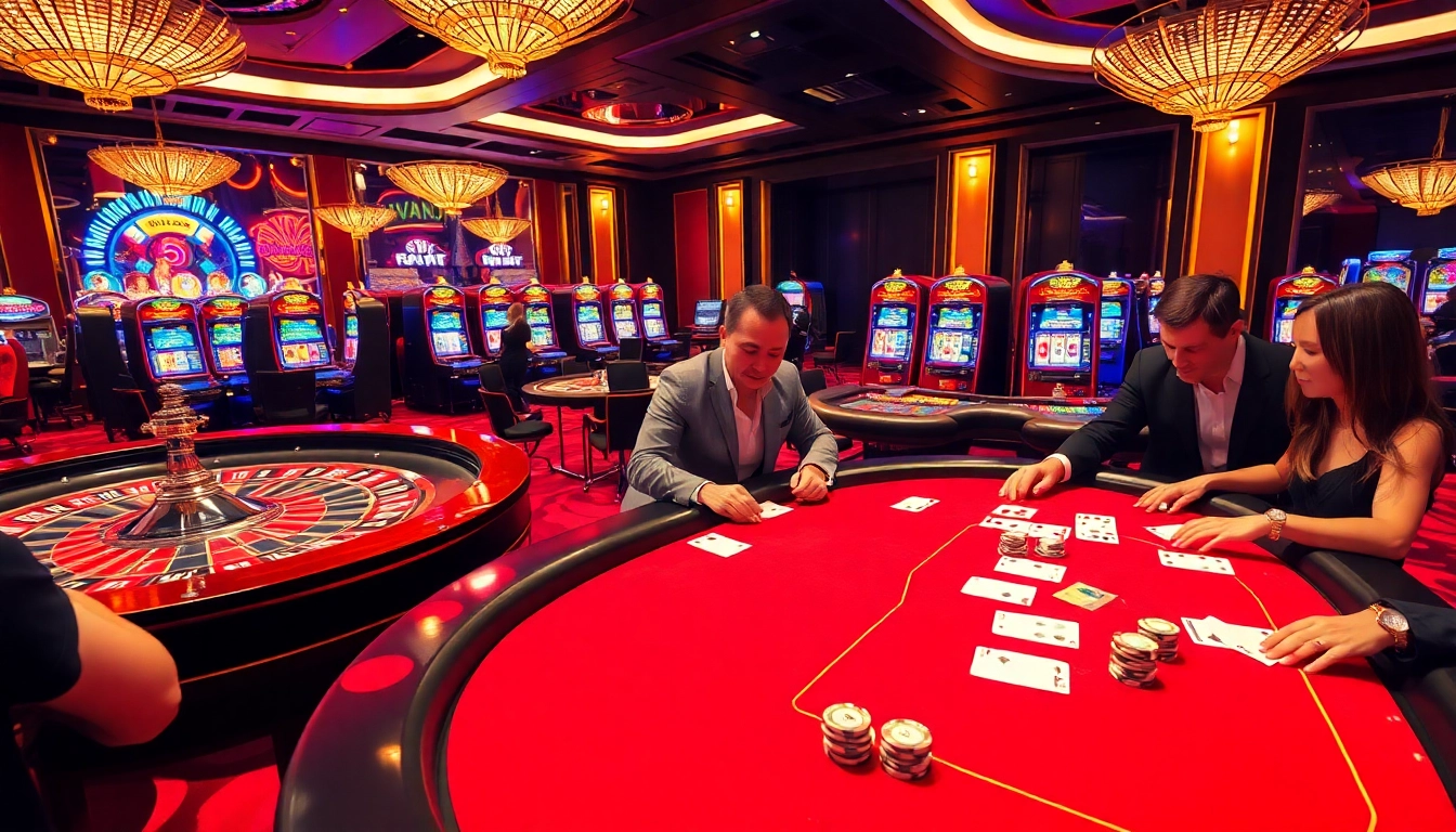 Players engaging in high-stakes bets at Vua99, highlighting a vibrant casino atmosphere.