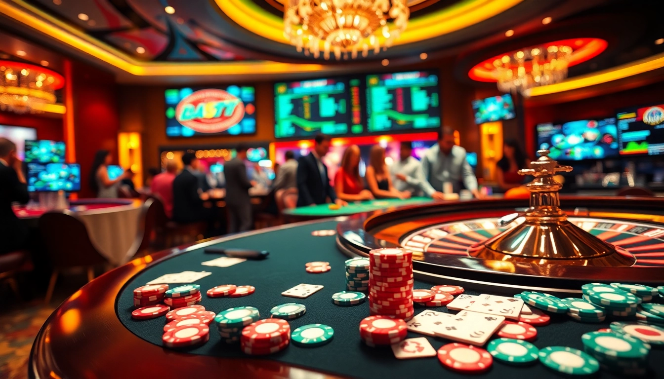 Engage with the action at the vibrant casino scene of https://kk55.blue/, showcasing luxury gaming tables and intense player moments.