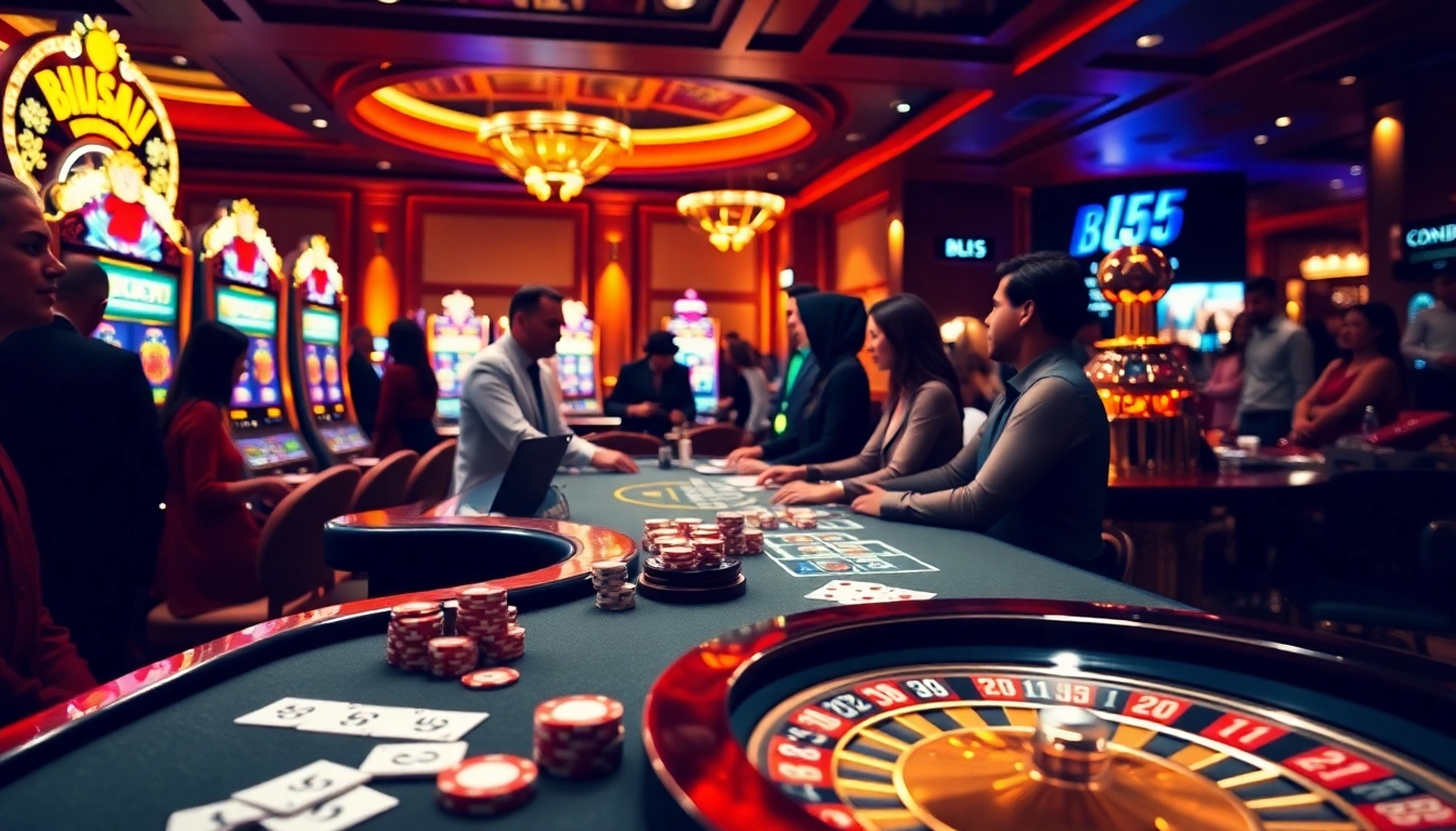 Engaging casino excitement at Bl555 with poker chips, cards, and live dealer.