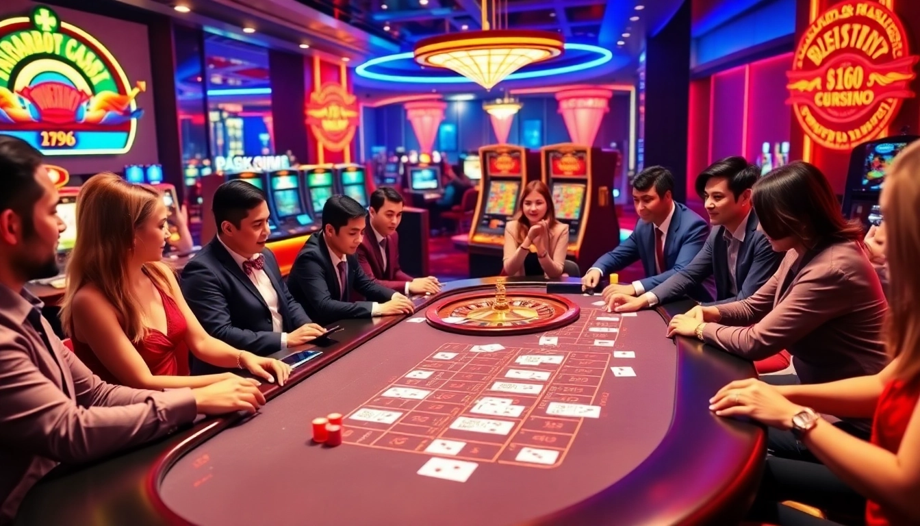 Experience RR88 excitement at a luxury casino with vibrant game tables, chips, and players.