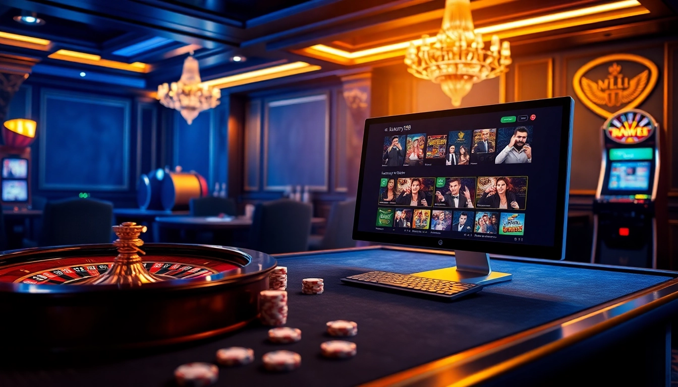 Experience the excitement of gambling with luxury138's elegant online casino interface featuring vibrant tables and games.