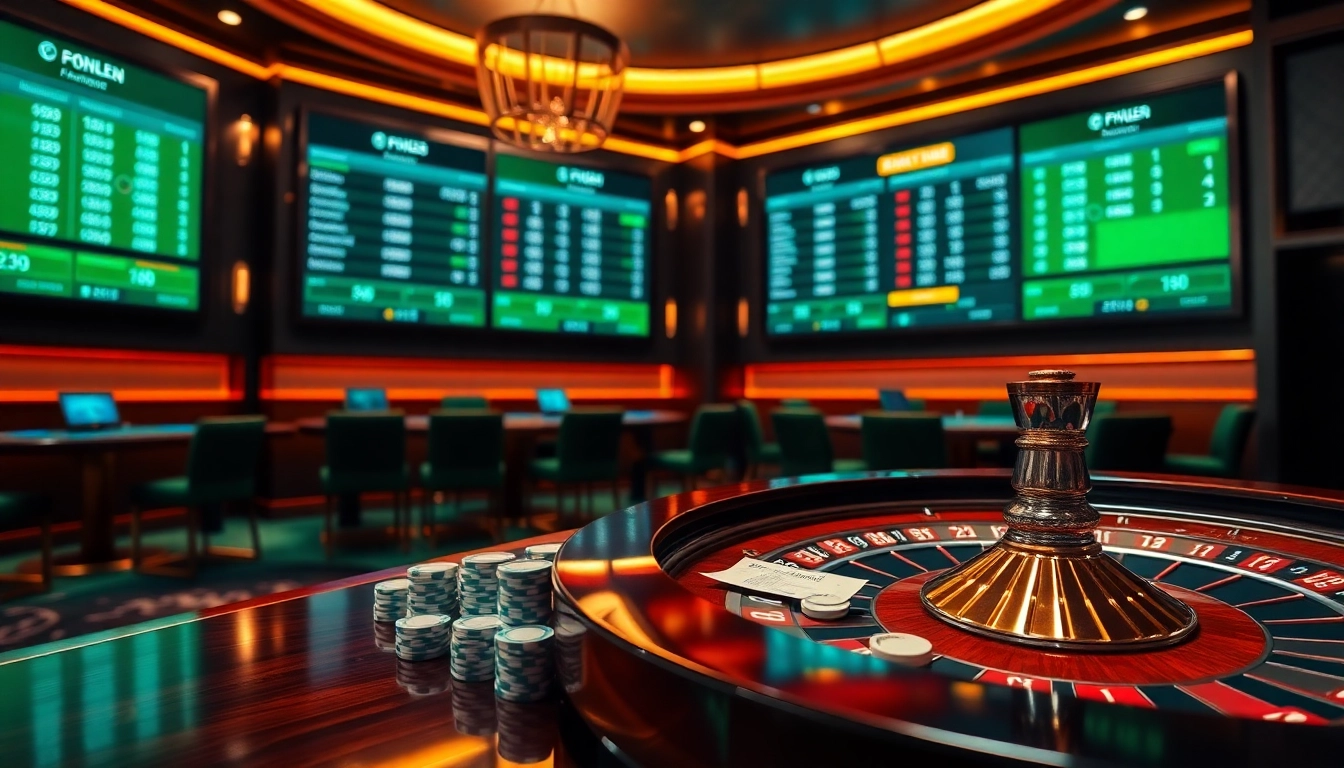 Engaging sports betting scene at bet88 bóng đá with immersive digital screens and vibrant decor.