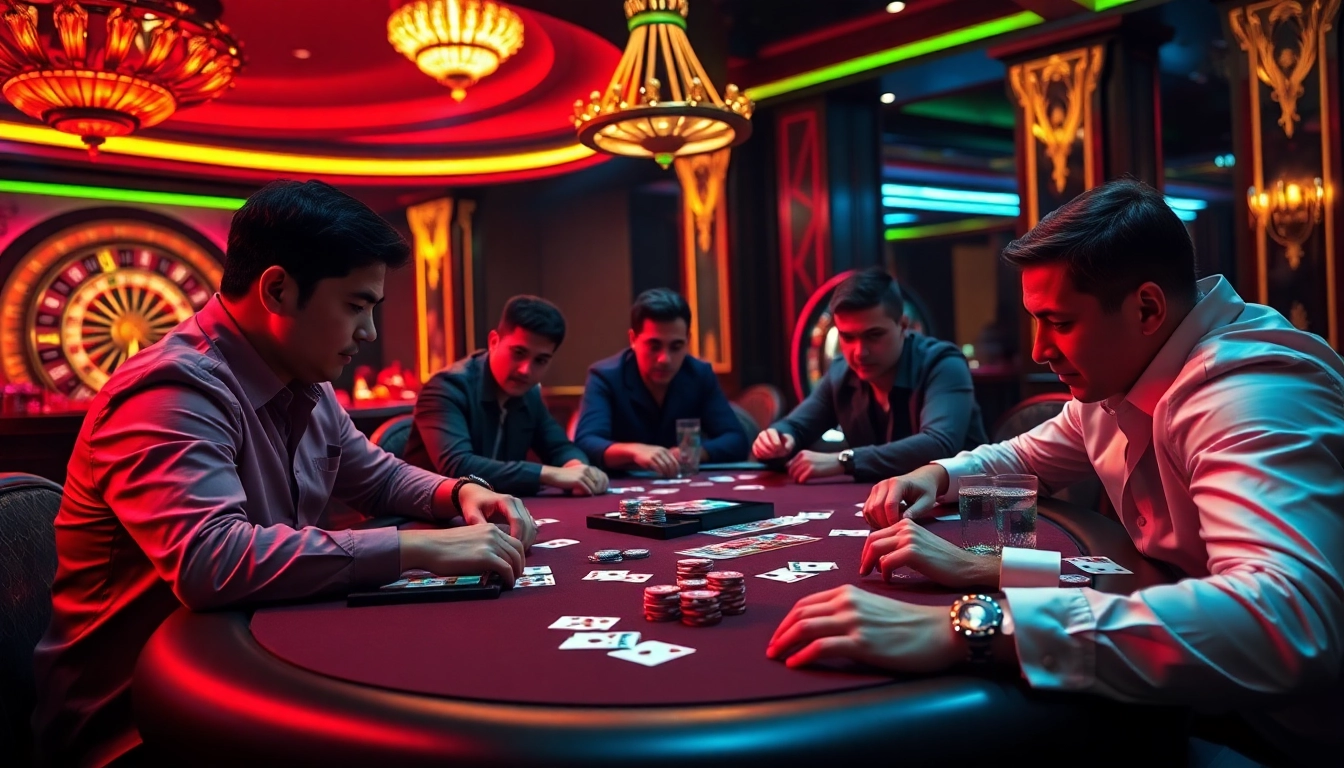 Engage in thrilling poker action at https://thabet.vegas/ showcasing luxurious casino atmosphere.