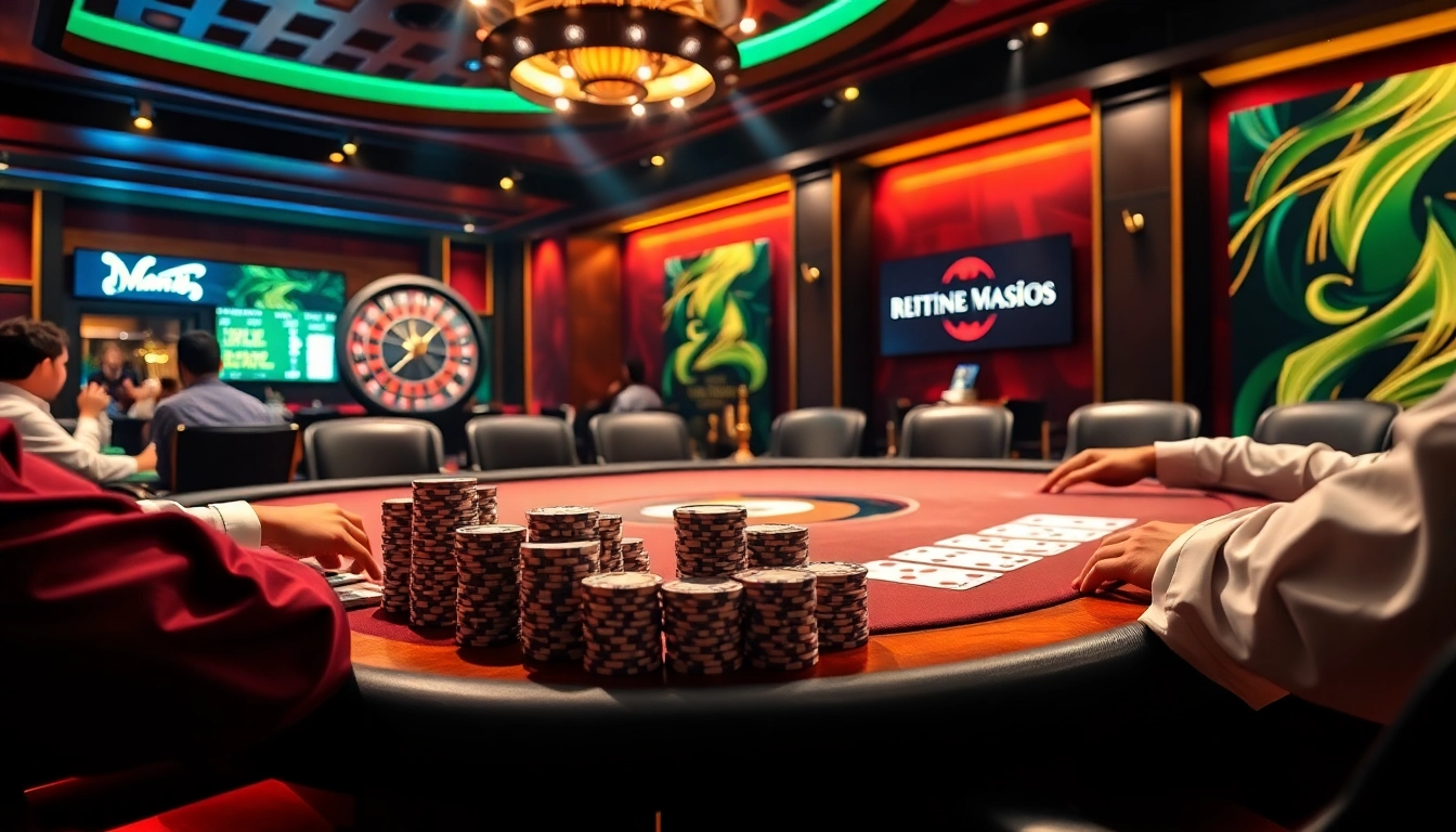 Man88 poker players at an elegant casino table, focusing on luxury gambling experiences.