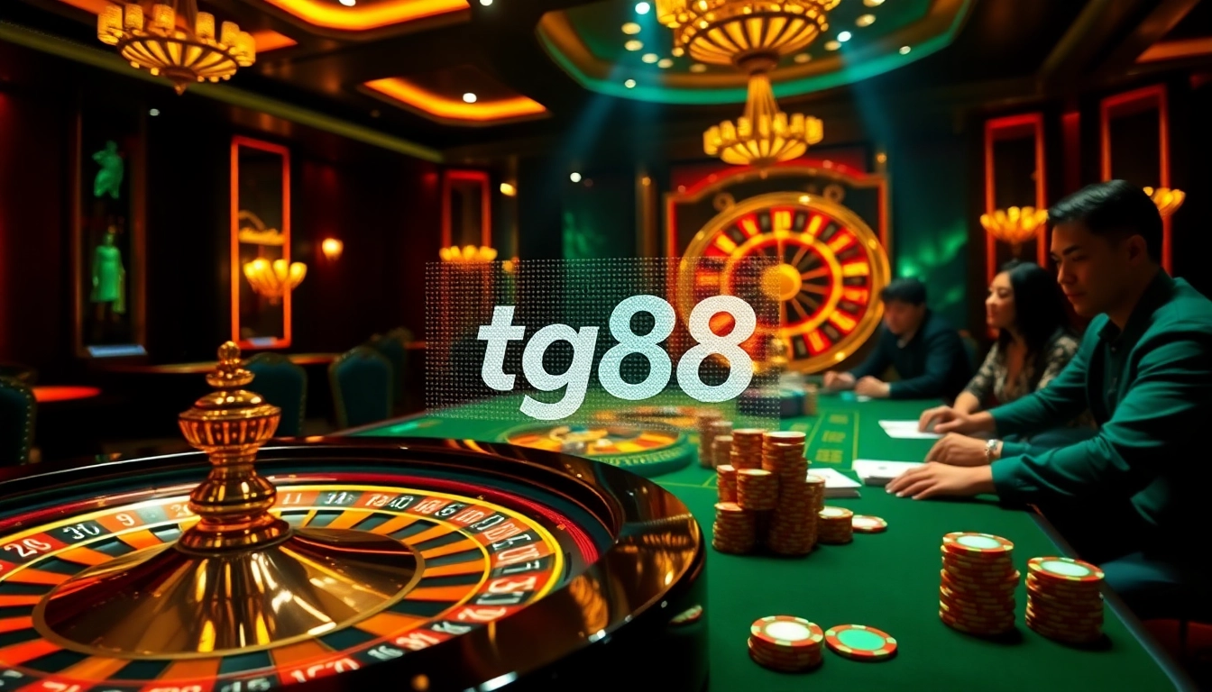 Players at the tg88 table enjoy a thrilling casino game under luxurious lighting.