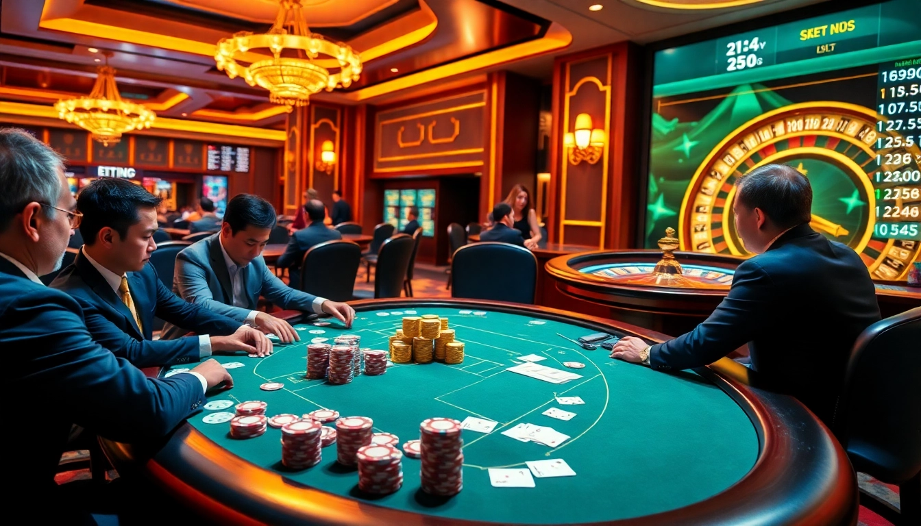 Experience the thrill of online gambling at https://lv88seo.com/ with a vibrant casino scene featuring poker and roulette.