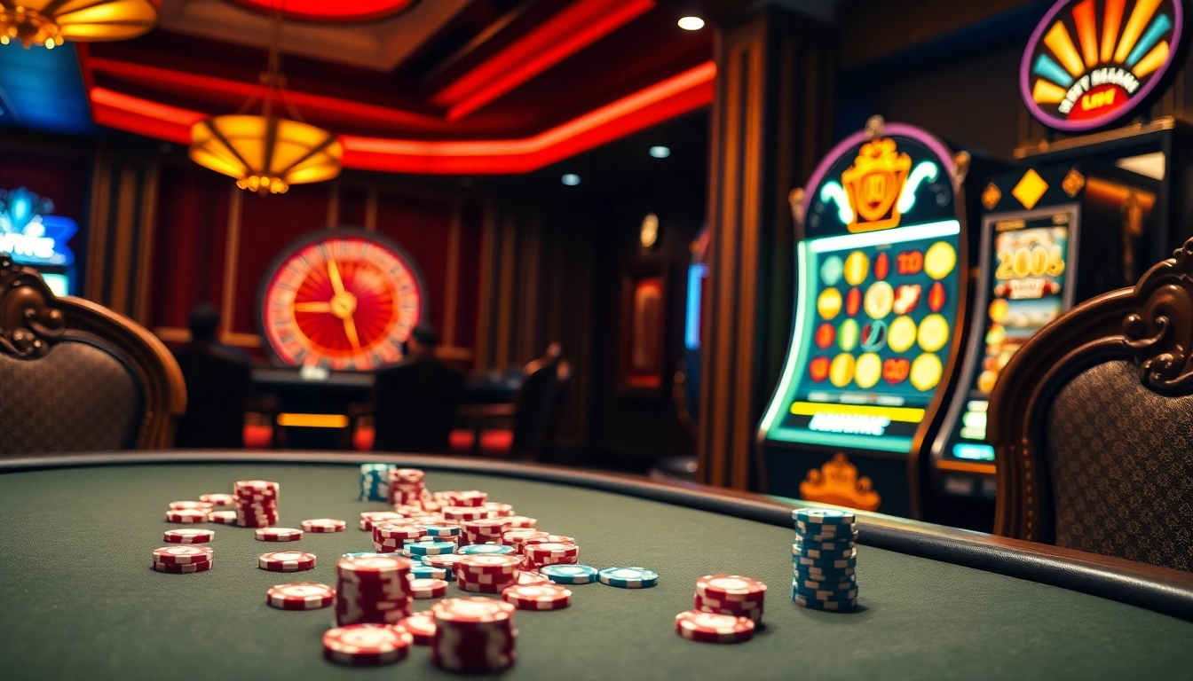 Engage in thrilling gameplay at rikvip with these luxury casino elements including poker chips and roulette wheels.
