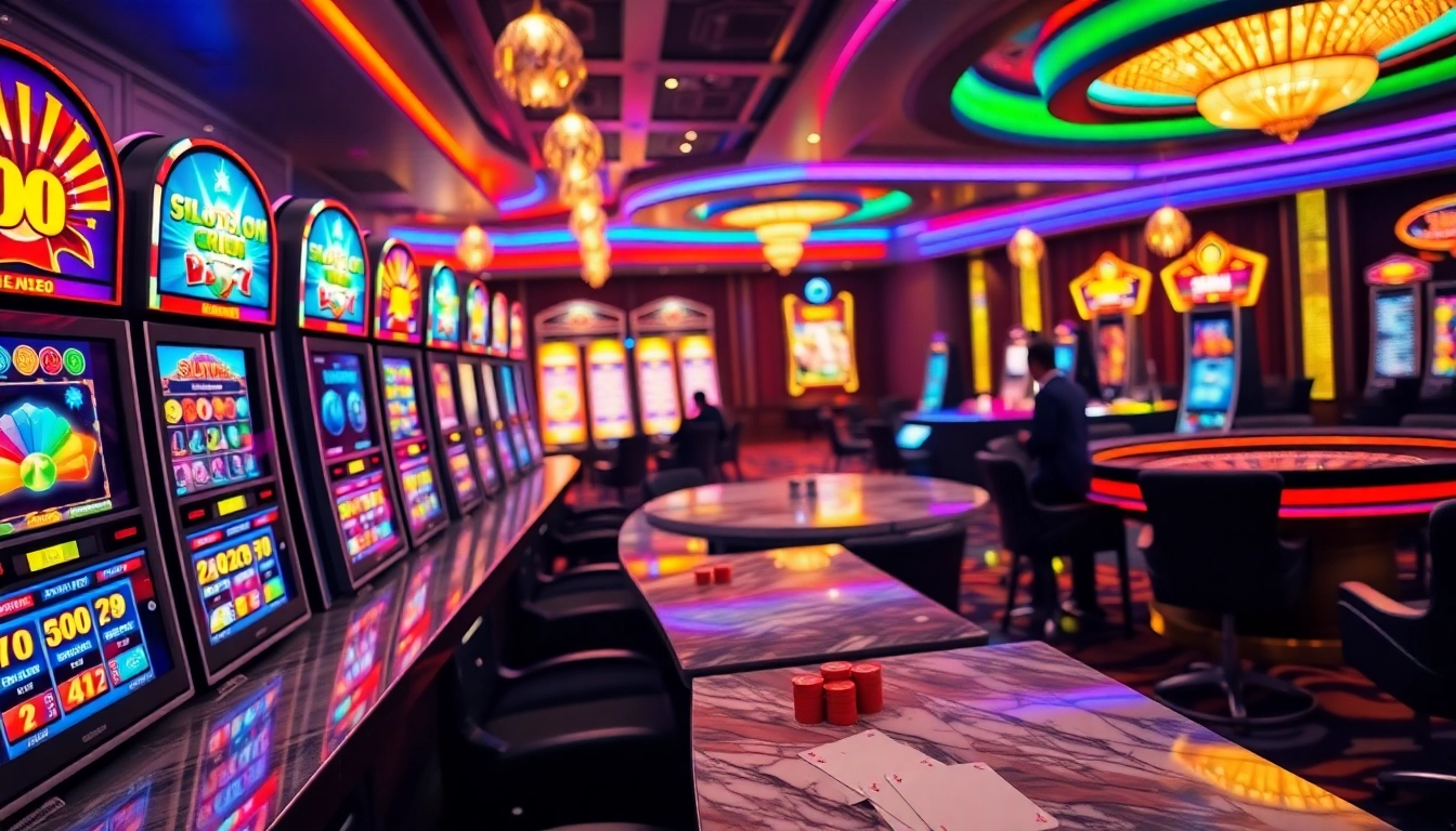 Experience the thrill of slot88 games at a luxurious casino slot machine section.