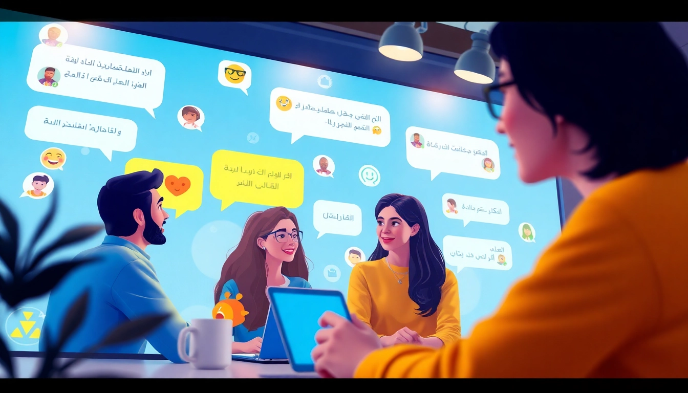 إشراك المستخدمين في غرفة دردشة شات فله عبر الإنترنت، توضح المحادثات الحية وروح المجتمع.