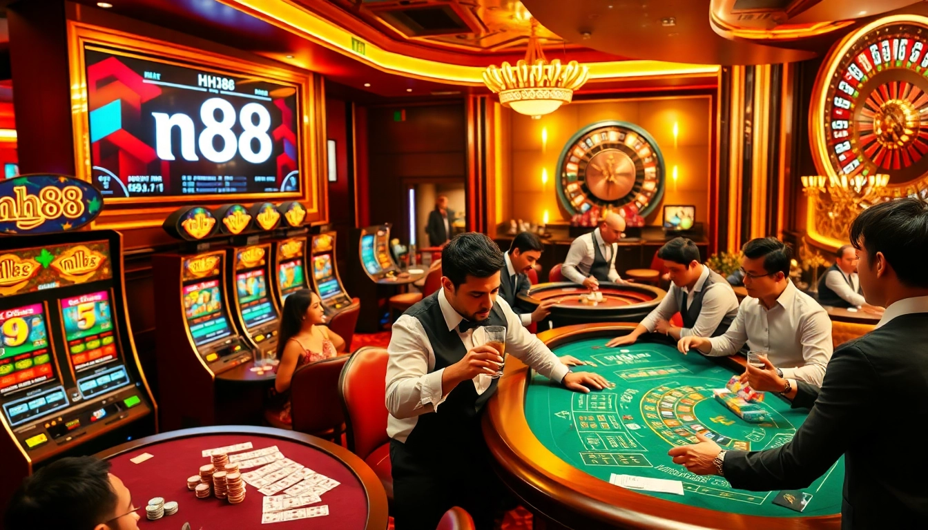 Experience the excitement of nh88 with vibrant casino gaming elements and luxury details.