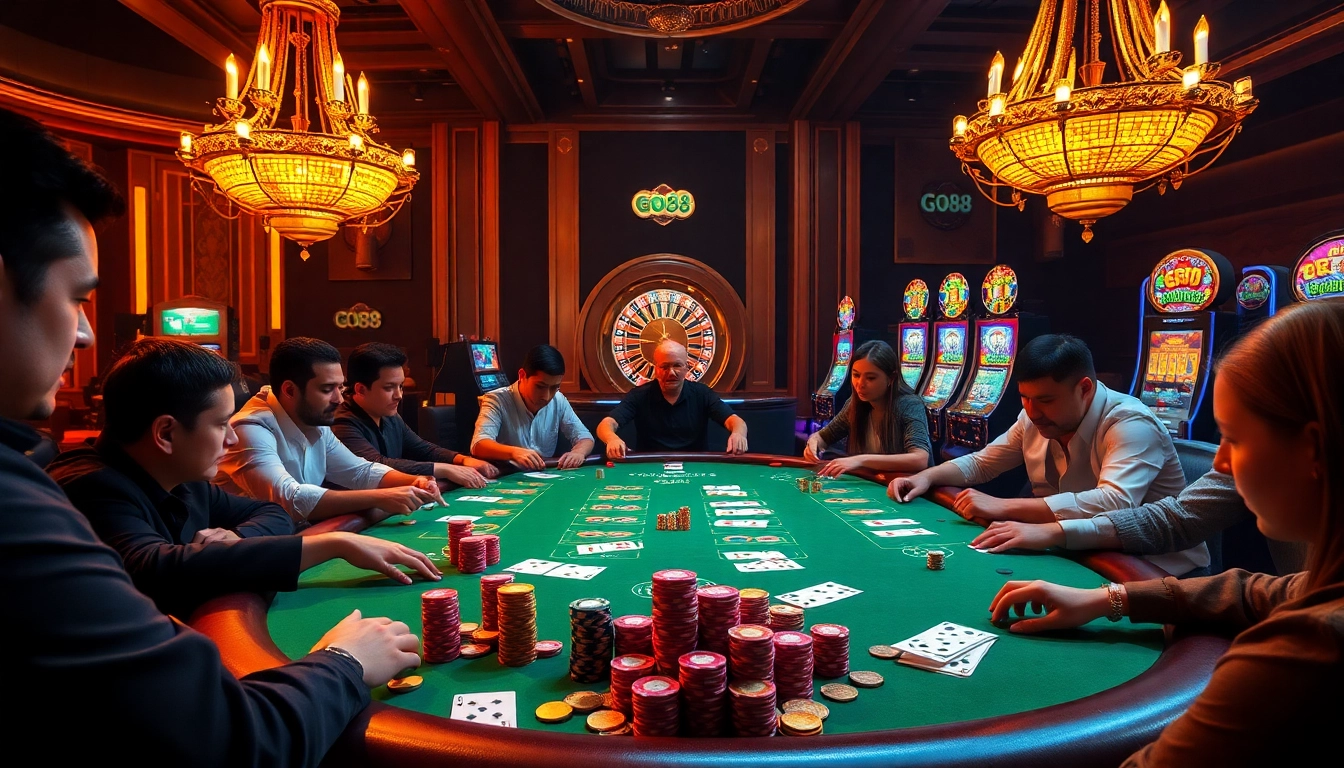 Experience the thrill of poker at GO88's luxurious casino table.