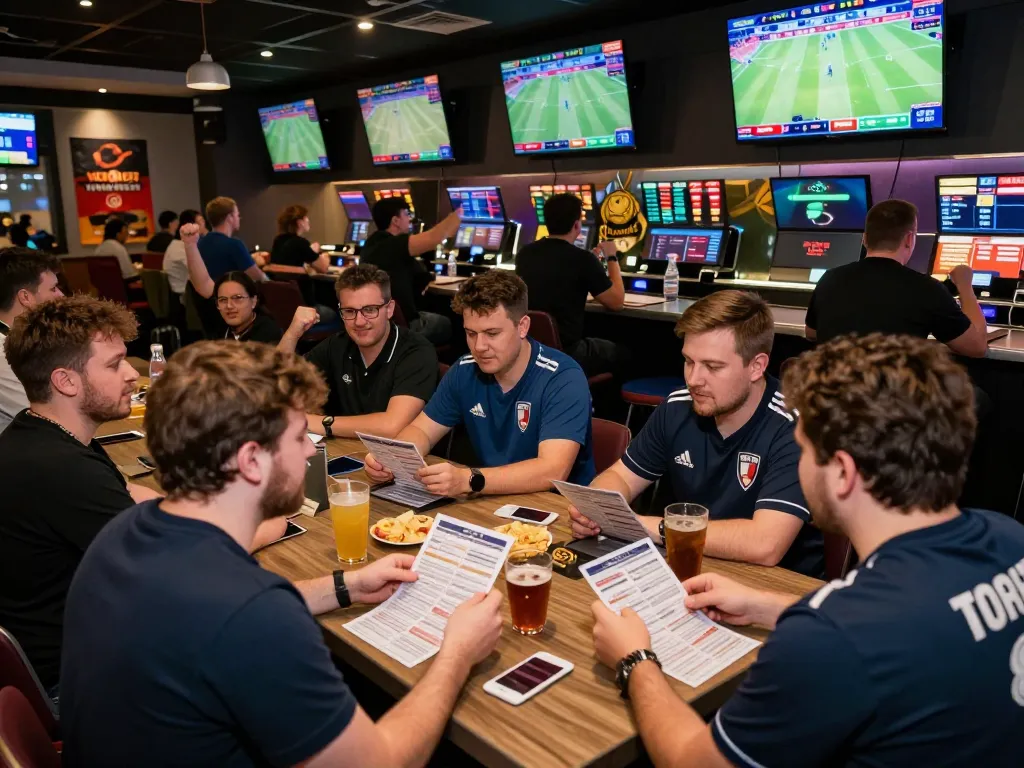 Fans place bets on vaobet while enjoying live sports in an exciting lounge atmosphere