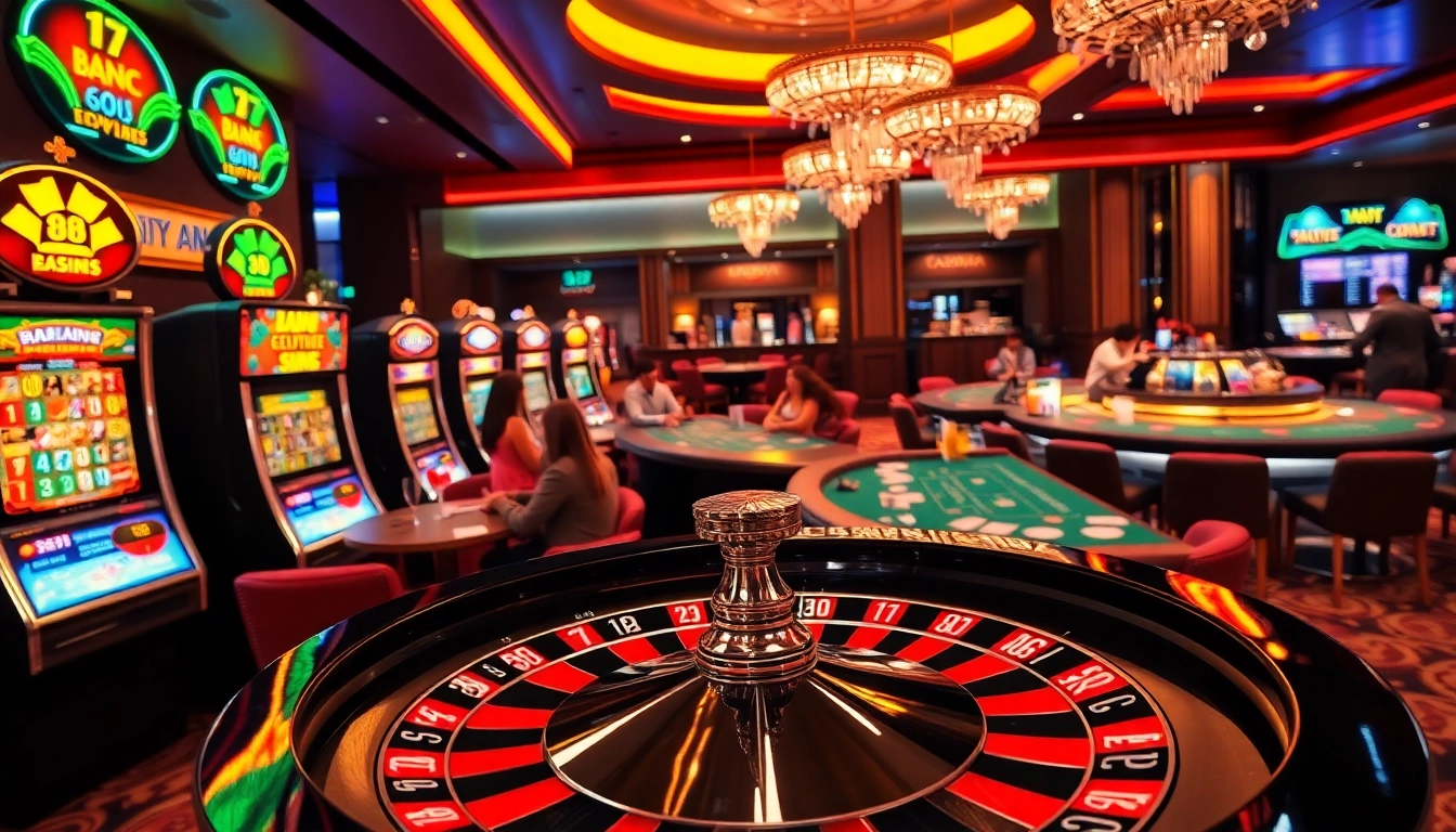 Experience the thrill of gambling at 88i with vibrant casino tables and excited players.