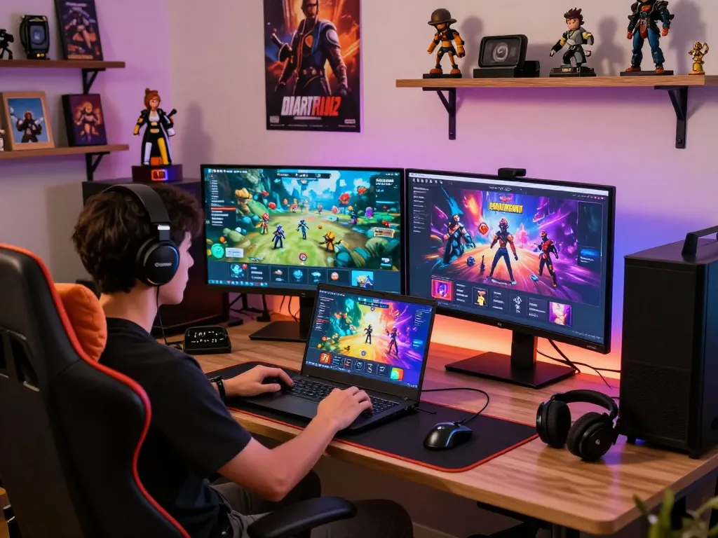 Exciting gaming atmosphere showcasing a player immersed in html porn games.