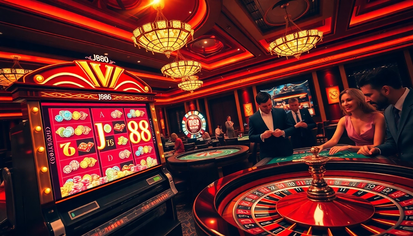 Experience thrilling wins at the j88 slot machine in a luxury casino setting.