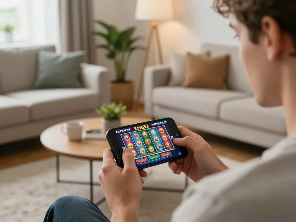 Player enjoying King33 mobile casino app during an engaging online gaming session